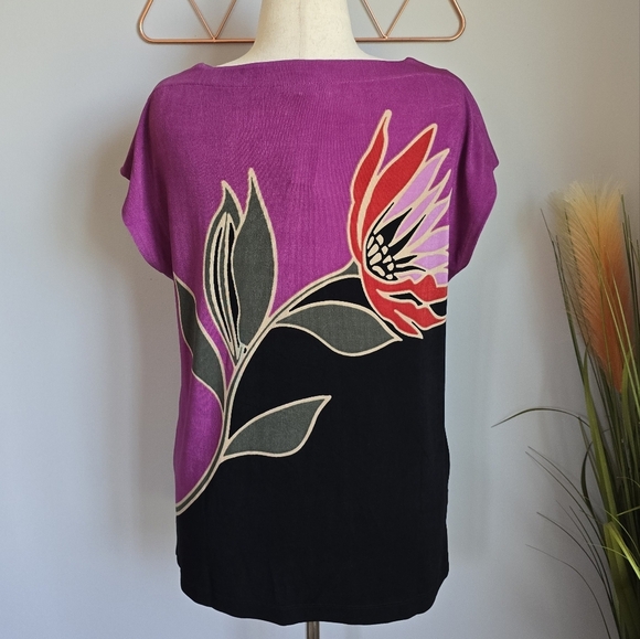 Chico's, New, The Travelers Placed Floral Tunic Jersey Knit Shirt, Size Large - Picture 7 of 12